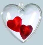 Cœur plastique, 2 moitiés, pour remplir     Taille: Ø 6cm    Color: transparent