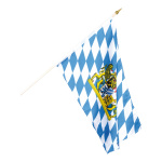 Fahne am Holzstiel Kunstseide Größe:30x45cm,  Farbe: Bayern