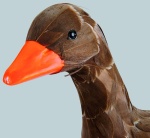 Goose, standing styrofoam with feathers     Size: 33x40cm    Color: brown