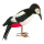Pic-bois en styromousse avec de vrais plumes Color: noir/blanc/rouge Size: 27cm