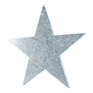 Stern, flach, mit Glitter, Styrofoam, Größe:90x90cm,  Farbe: silber