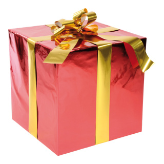 Gift box  - Material: with foil bow styrofoam foil - Color: red/gold - Size: 50x50cm