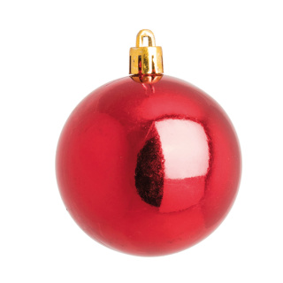Weihnachtskugeln, rot glänzend  Abmessung: Ø 6cm, 12 St./Blister