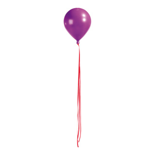 Ballon mit Hänger Kunststoff     Groesse: Ø 20cm, 25,5cm, mit Bänder: 100cm - Farbe: violett
