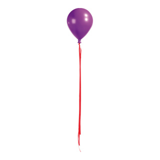 Balloon with hanger  - Material: plastic - Color: purple - Size: Ø 15cm X 20cm mit Bänder: 84cm