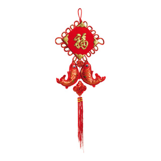 Fish hanger "luck"  - Material: fabric - Color: red/gold - Size: 30x90cm