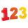 Chiffre 123 en polystyrène, en set     Taille: 50x30cm    Color: multicolore
