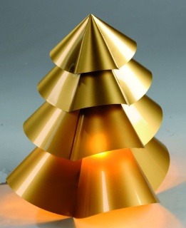 Tannenbaum mit Licht H 47cm, Ø40cm, 2m Kabel, An-Ausschalter, 240V, gold - Showroommodell