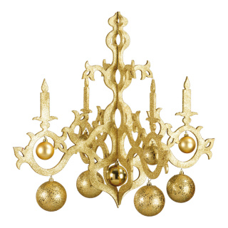 Chandelier with balls 4 arms - Material: with glitter wood/plastic - Color: gold - Size:  X 53cm
