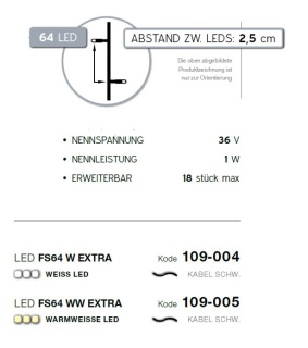 LED FS 64 W   Kabelfarbe: schwarz   Falling Star LED 36V --> Led Pro Low Voltage