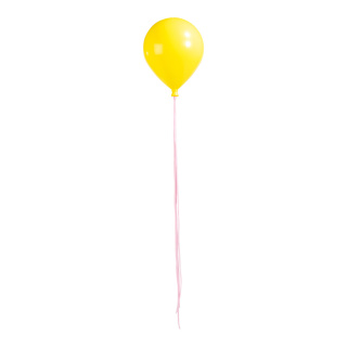 Ballon mit Hänger Kunststoff Größe:Ø 20cm, 25,5cm, mit Bänder: 100cm Farbe: gelb    #