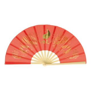 Fan  - Material: Chinese motifs synthetic wood - Color: red/gold - Size: 62x33cm
