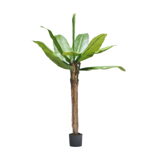 Bananenbaum 10 Blätter aus Kunstseide, im Topf, Stamm aus Naturfaser Größe:180cm Farbe: braun/grün    #