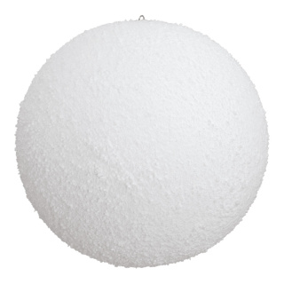 Schneekugel mit Hänger, beflockt     Groesse:Ø 10cm    Farbe:weiß