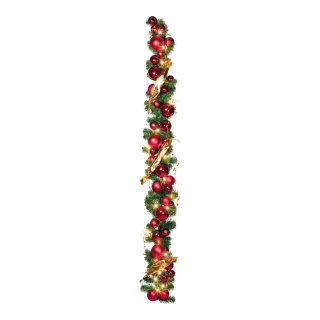 Guirlande de sapin  décoré avec 50 LED chaud/blanc Color: vert/rouge Size:  X 180cm