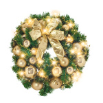 Fir wreath decorated with 30 LEDs warm/white - Material:...