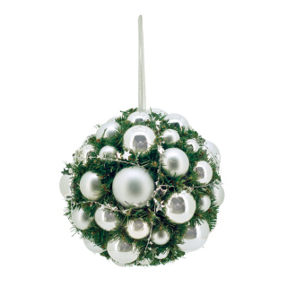 Boule de sapin  décoré plastique Color: argent/vert Size: Ø 30cm
