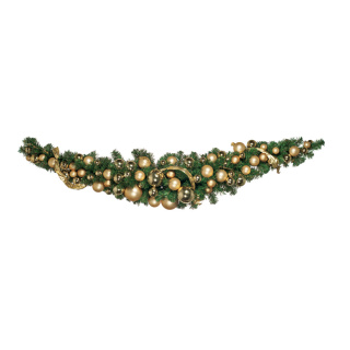 Tannenswag geschmückt mit Kugeln und Schmuckband Größe:180cm,  Farbe: grün/gold