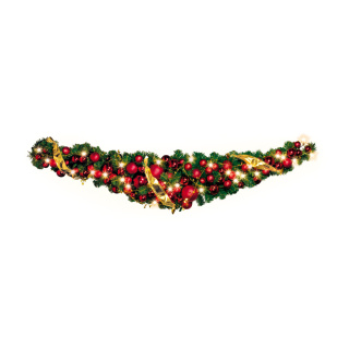 Fir swag  - Material: decorated one-sided with 50 LED warm/white - Color: red/green - Size:  X 180cm
