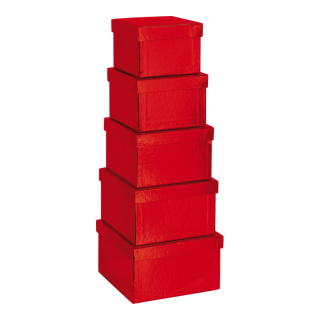Boites 5 pcs./set carrée assemblable carton Color: rouge Size: 155x155x10cm - 185x185x11cm