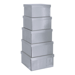Boxes 5pcs./set - Material: square nested cardboard - Color: silver - Size: 20x20x115cm - 26x26x135cm
