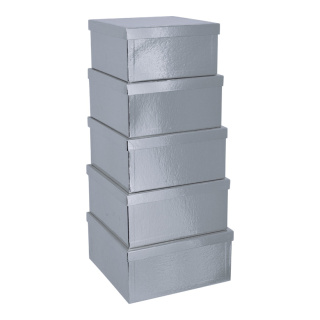 Boxes 5pcs./set - Material: square nested cardboard - Color: silver - Size: 275x275x14cm - 335x335x16cm