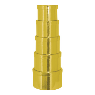 Boxes 5pcs./set - Material: round nested cardboard - Color: gold - Size: Ø125x9cm - Ø185x11cm
