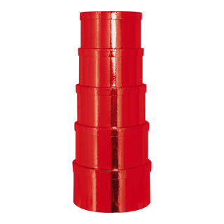 Boxes 5pcs./set - Material: round nested cardboard - Color: red - Size: Ø20x115cm - Ø26x135cm