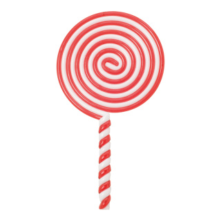 Lutscher mit Nylonhänger, Kunststoff     Groesse:20,5cm    Farbe:rot/weiß