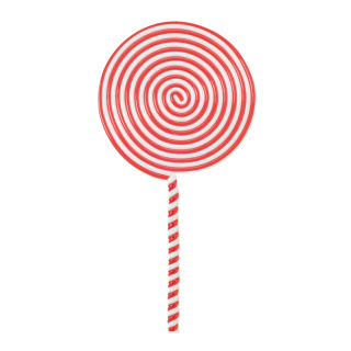 Lutscher mit Nylonhänger, Kunststoff Größe:40,5cm,  Farbe: rot/weiß