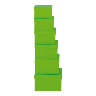 Boxes 6pcs./set - Material: nested cardboard quadratic - Color: green - Size: 185x185x115 20x20x12 X 215x215x135 24x24x145