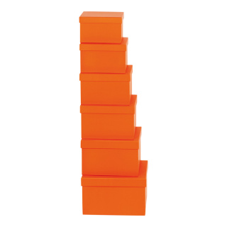 Boxes 6pcs./set assemblable carton quadrique Color: orange Size: 185x185x115 20x20x12 X 215x215x135 24x24x145