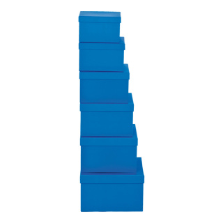 Boxes 6pcs./set assemblable carton quadrique Color: bleu Size: 185x185x115 20x20x12 X 215x215x135 24x24x145