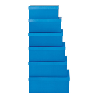 Boxes 6pcs./set - Material: nested cardboard square - Color: blue - Size: 35x24x142 375x26x157 X 395x28x162 42x305x167