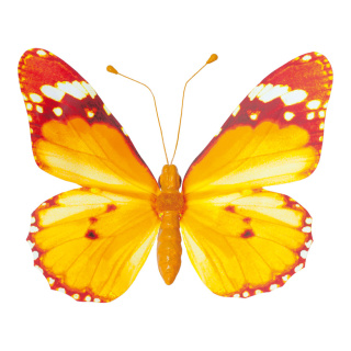 Papillon avec clip  ailes en papier corps en polystyrène Color: orange Size: 20x30cm