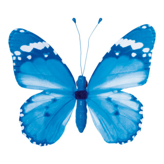 Schmetterling mit Clip Flügel aus Papier, Körper aus Styropor     Groesse: 20x30cm    Farbe: blau