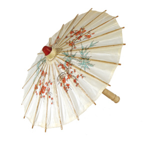 Paper umbrella with floral print, oiled     Size: Ø 30cm, 40cm    Color: beige/multicoloured