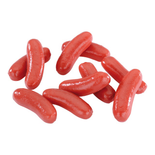 Bockwurst sausages 10pcs./bag, plastic     Size: Ø 3cm, 12cm    Color: red