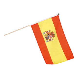 Fahne am Holzstiel Kunstseide Größe:30x45cm Farbe: Spanien
