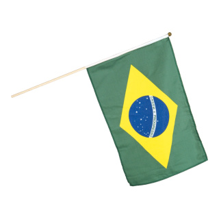 Fahne am Holzstiel Kunstseide Größe:30x45cm Farbe: Brasilien