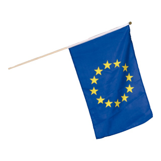 Flag on wooden pole  - Material: artificial silk - Color: Europe - Size: 30x45cm