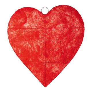 Cœur  plat fil métallique sisal Color: rouge Size: Ø 60cm