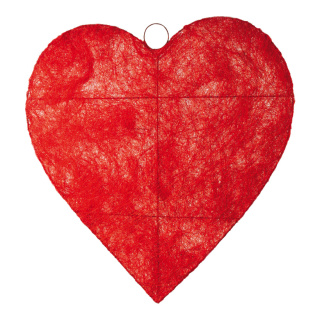 Cœur  plat fil métallique sisal Color: rouge Size: Ø 90cm