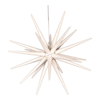 Sputnikstern, zum Zusammensetzen, Kunststoff, mit Glitter, Größe:Ø 21cm,  Farbe: weiß
