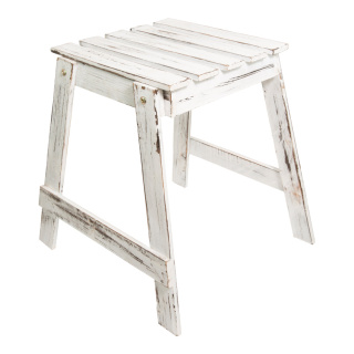 Stool  - Material: wood used look - Color: white - Size: 40x36x36cm