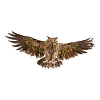 Eule mit Federn, Polyfoam, gespreizte Flügel Größe:70x26cm,  Farbe: braun