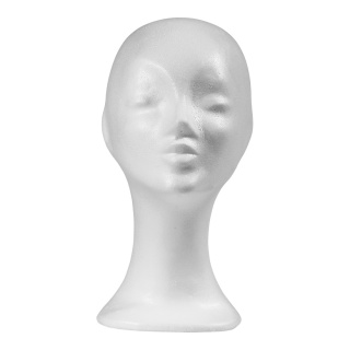 Female head for wig "Dekor"  - Material: styrofoam - Color: white - Size: Ø 33cm X 35cm