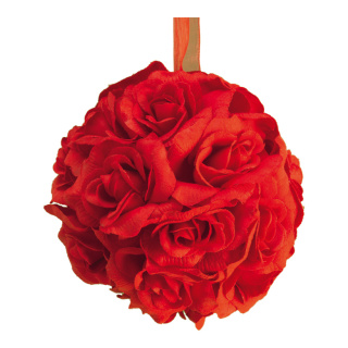 Rosenkugel, mit Hänger, Kunstseide, Ø 11cm,  rot