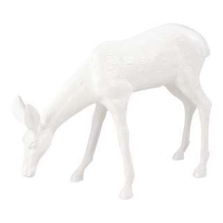 Deer browsing  - Material: synthetic resin - Color: shiny white - Size: 42x54x12cm