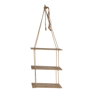 Product presenter wood/natural fibre, with ca. 144cm string, used look measures step: 60x20x1cm, 75cm Color: natural coloured